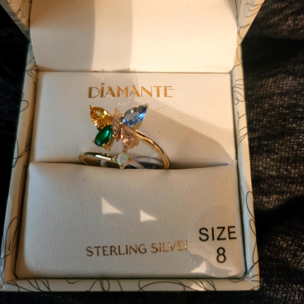 Diamante butterfly ring
